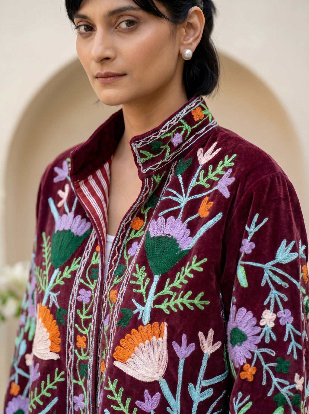 Crimson Meadow Embroidered Jacket