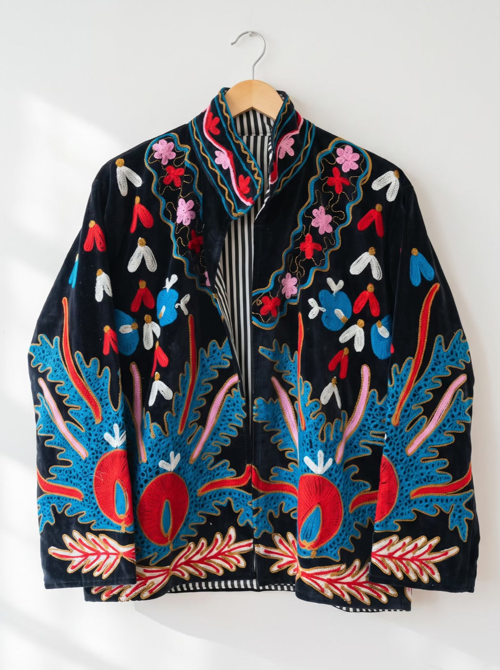 Botanical Bloom Embroidered Velvet Jacket