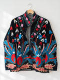 Botanical Bloom Embroidered Velvet Jacket