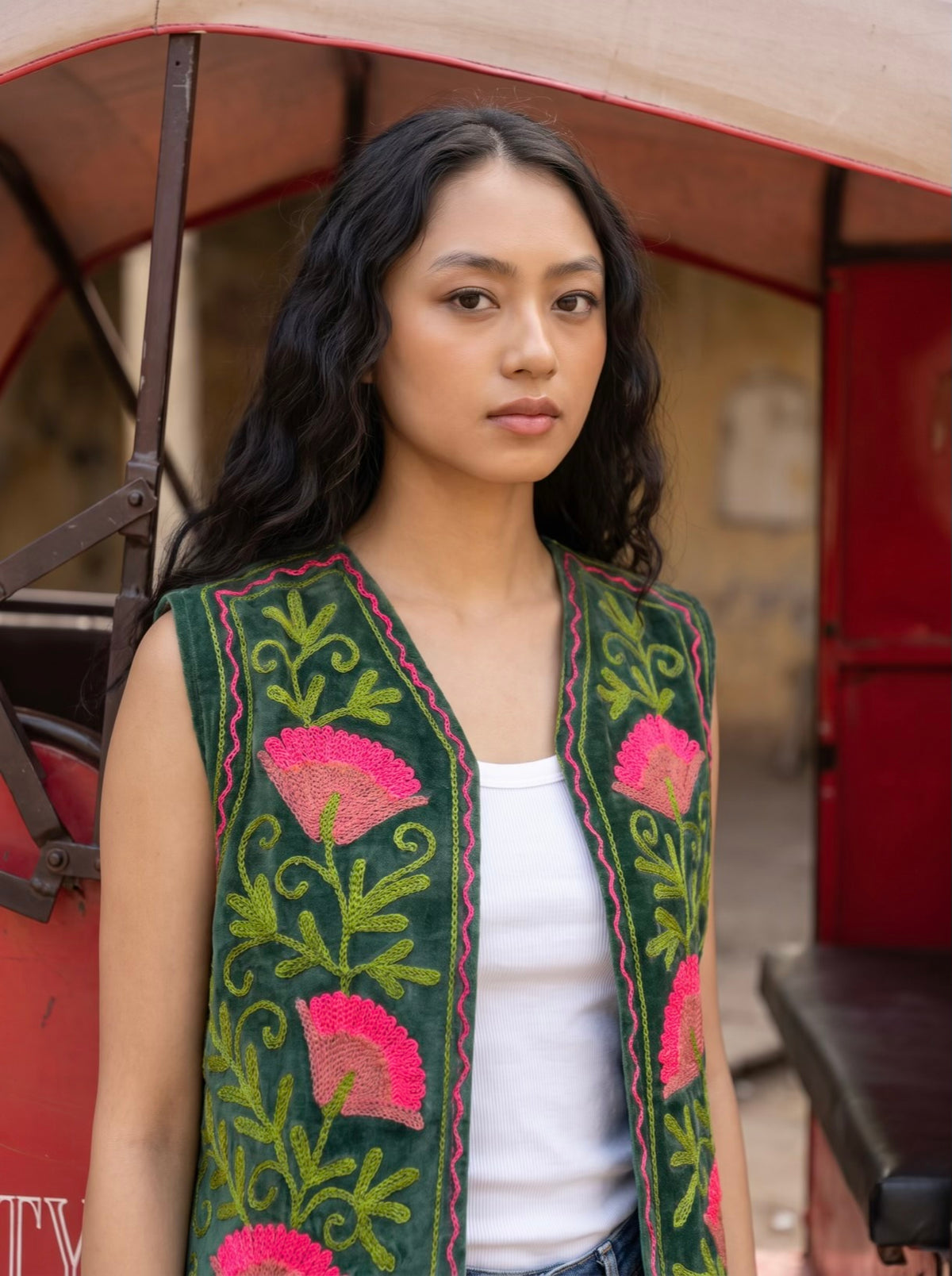 Garden Bloom Suzani Velvet Vest