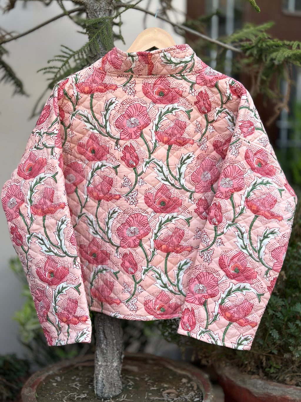 Blush Garden Floral Quilted Reversible Jacket