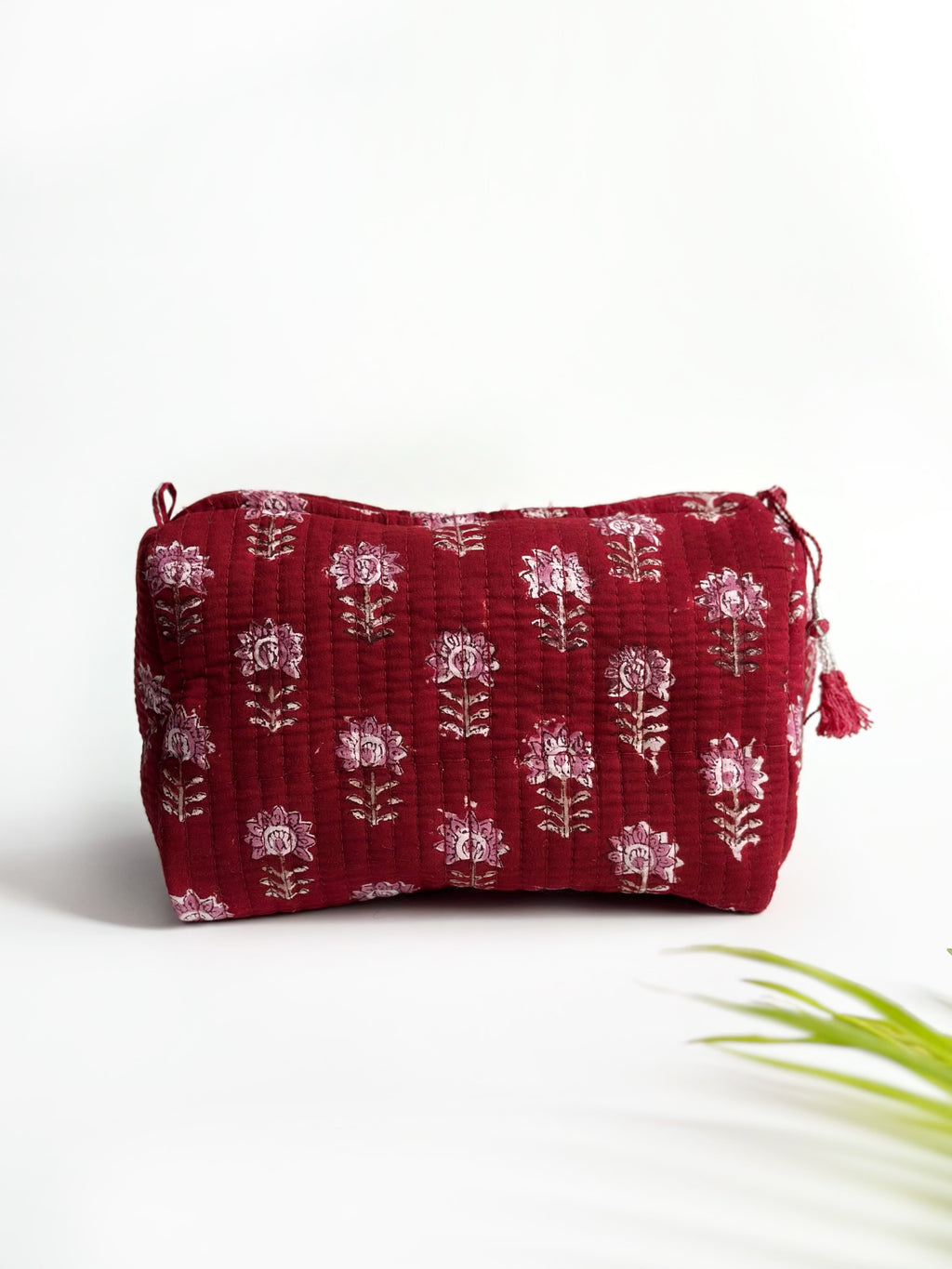Ruby Blossom Quilted Cosmetic Bag Set of 3