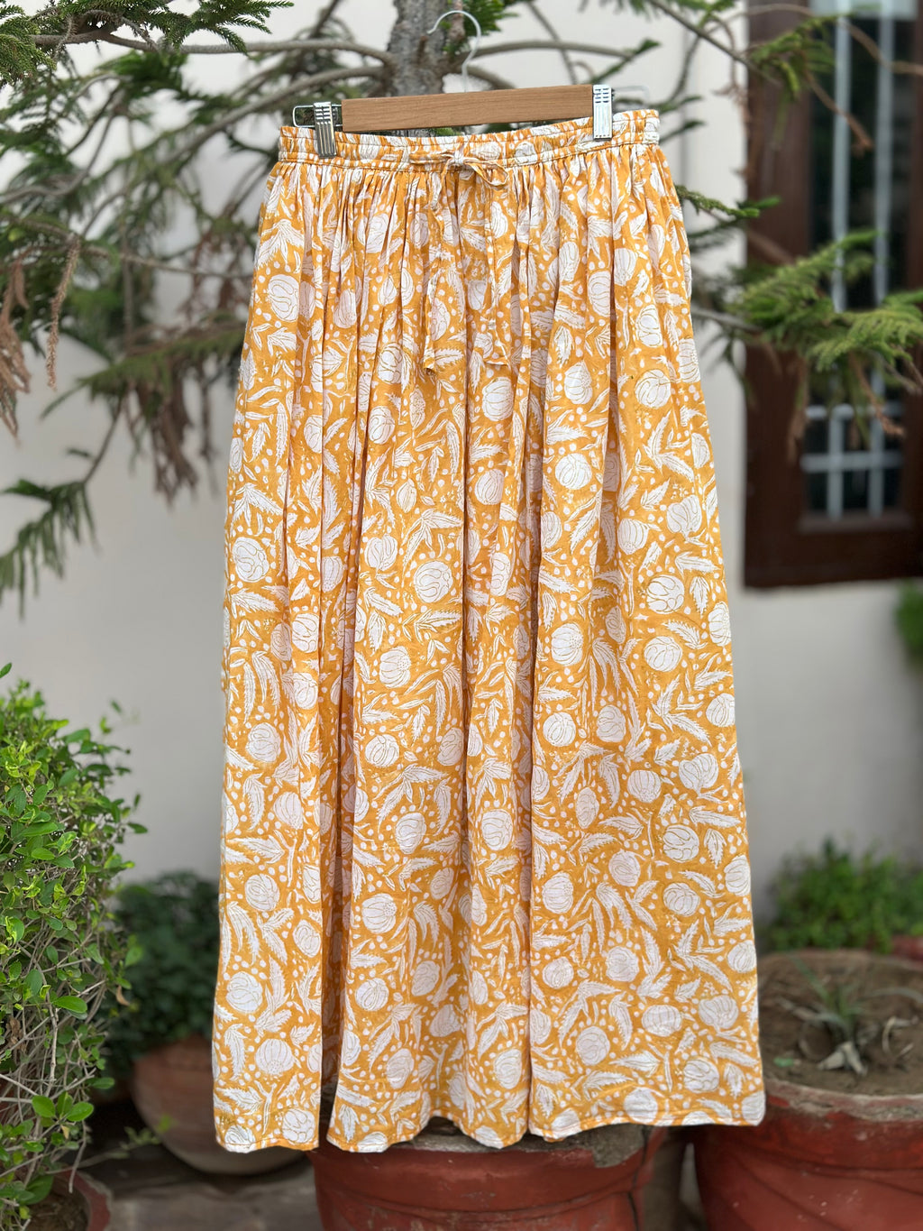 Mustard Meadow Cotton Maxi Skirt
