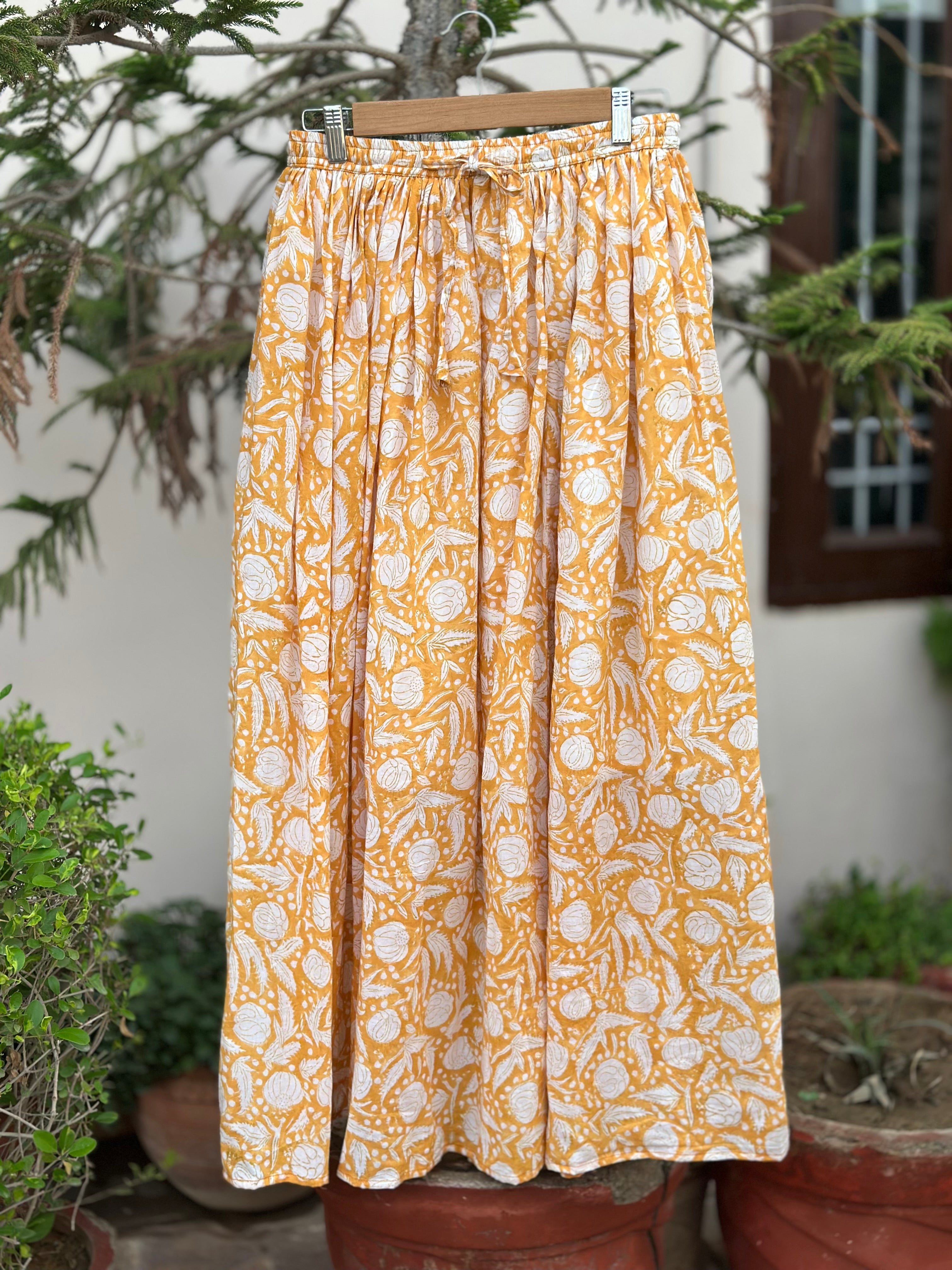 Mustard Meadow Cotton Maxi Skirt