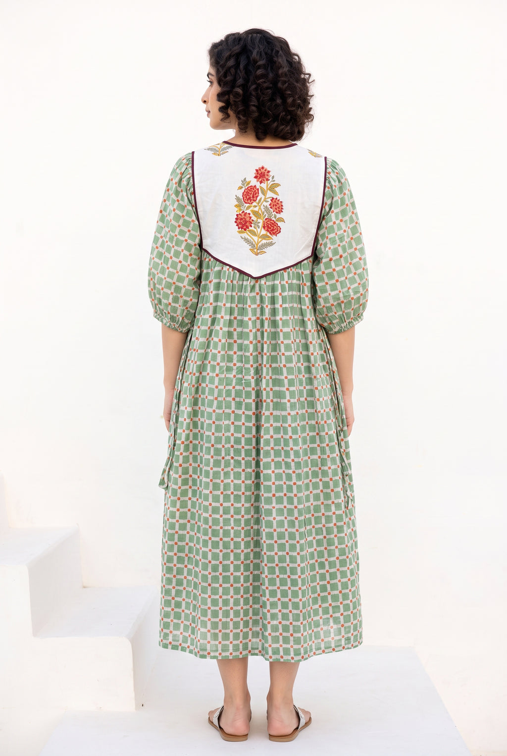 Sage Garden Cotton Printed Buta Dress