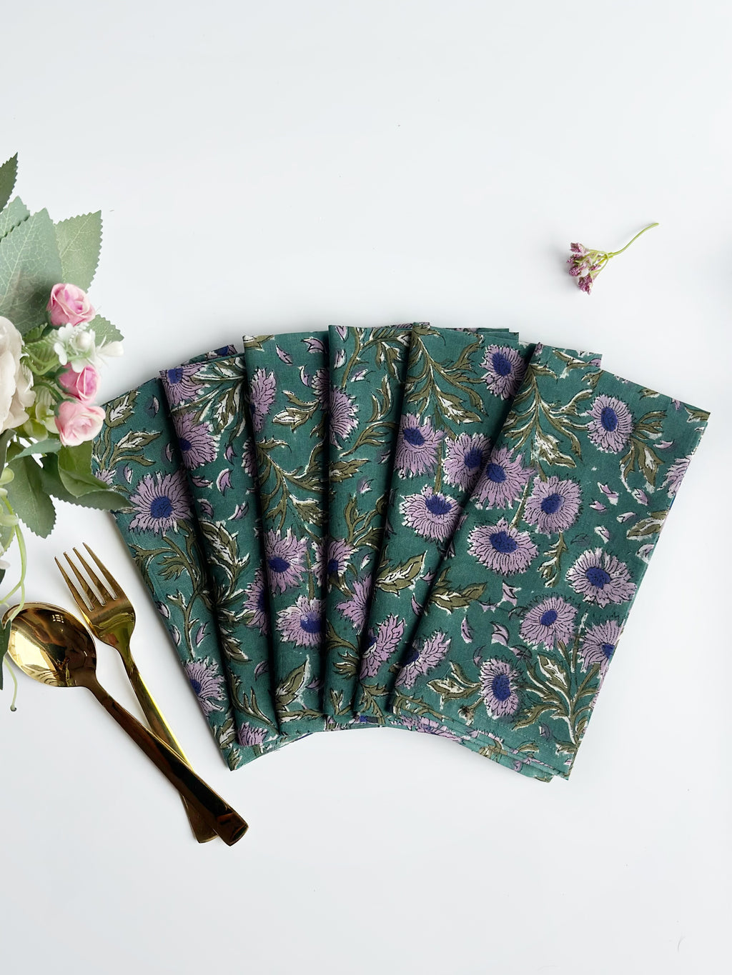 Sage Garden Floral Cotton Napkin (Set of 6 )