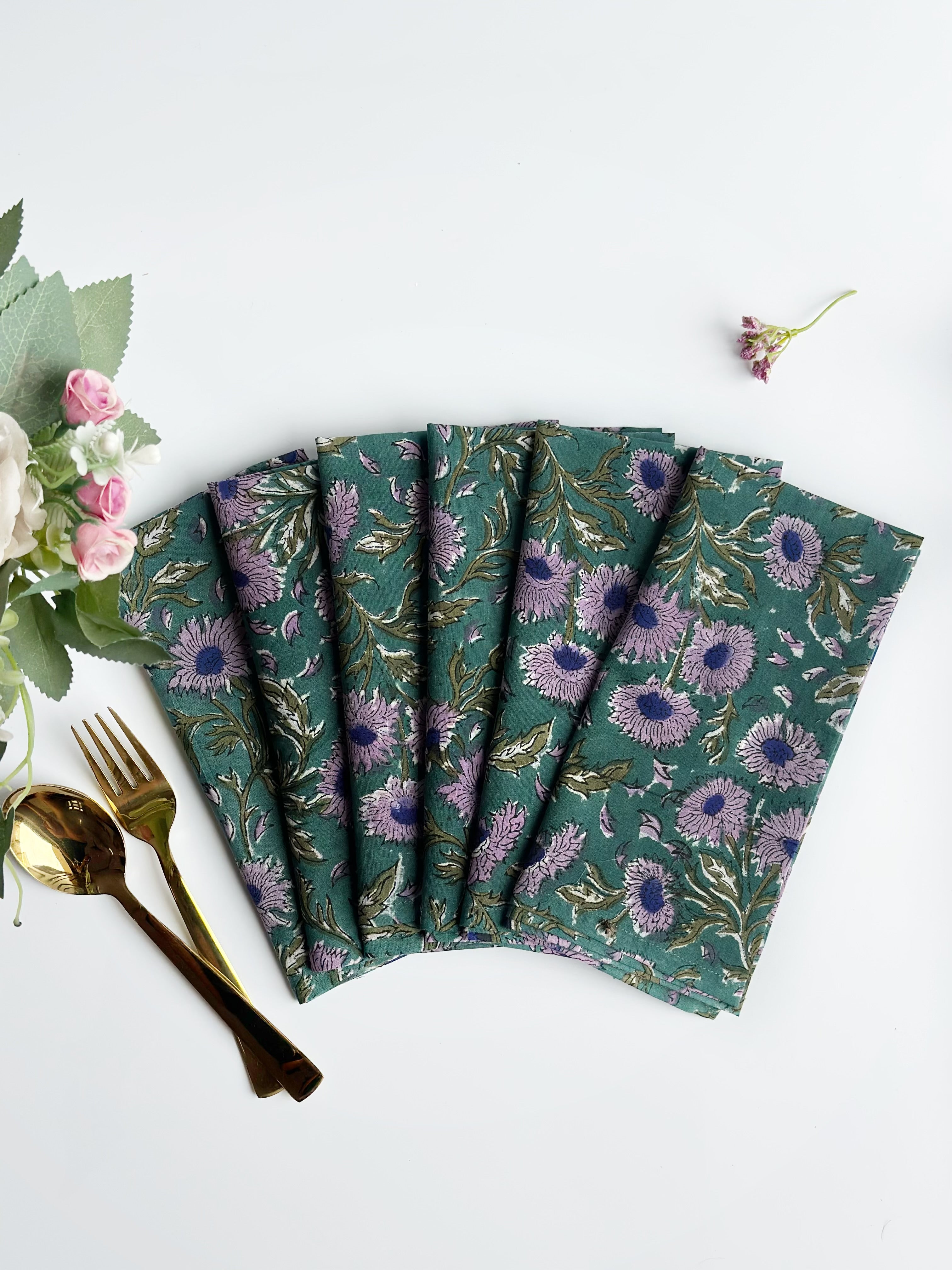 Sage Garden Floral Cotton Napkin (Set of 6 )