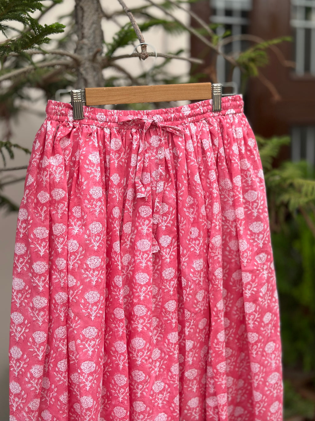 Fuchsia Bloom Cotton Maxi Skirt