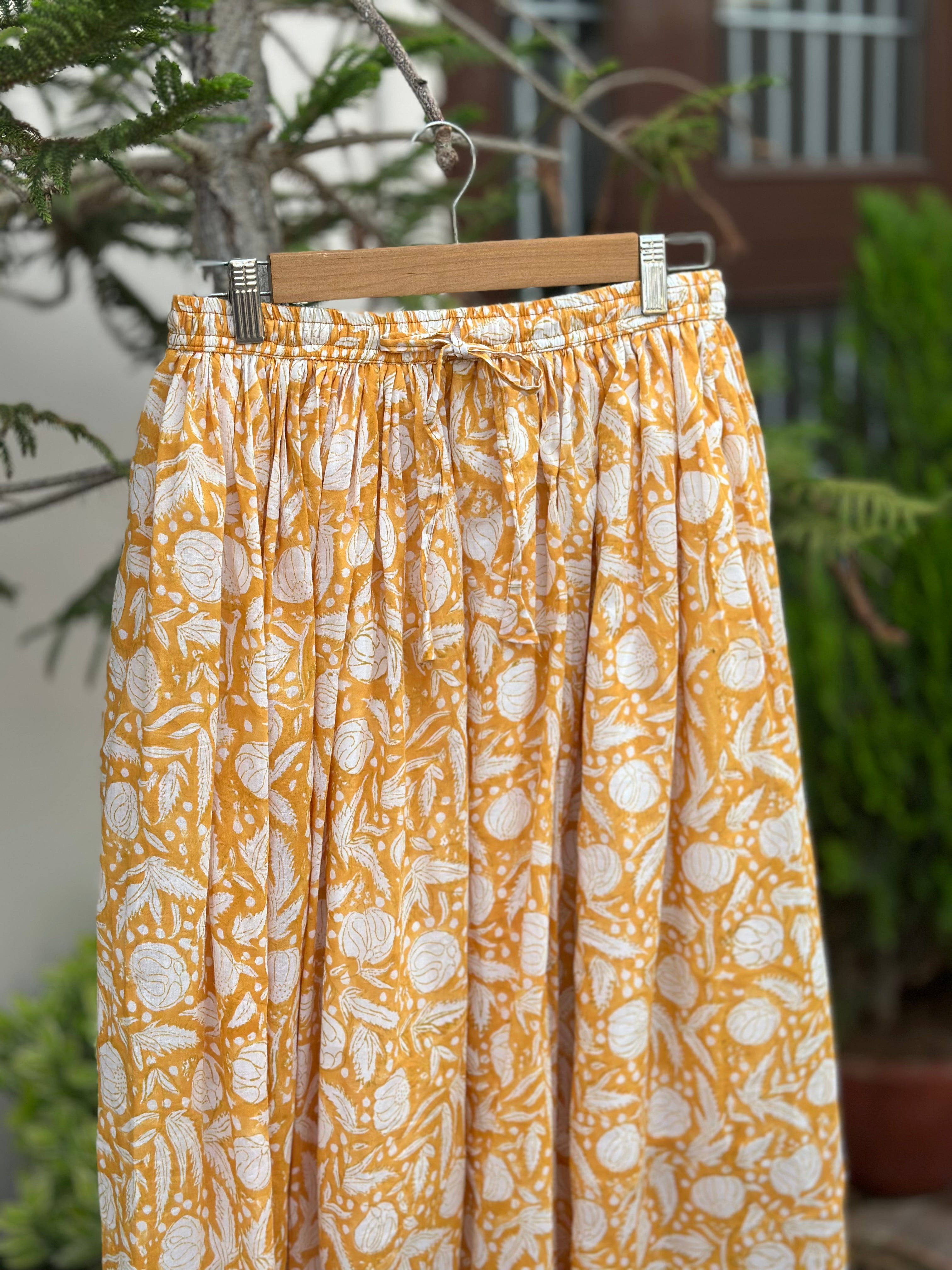 Mustard Meadow Cotton Maxi Skirt