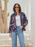 Navy Blossom Embroidered Velvet Jacket