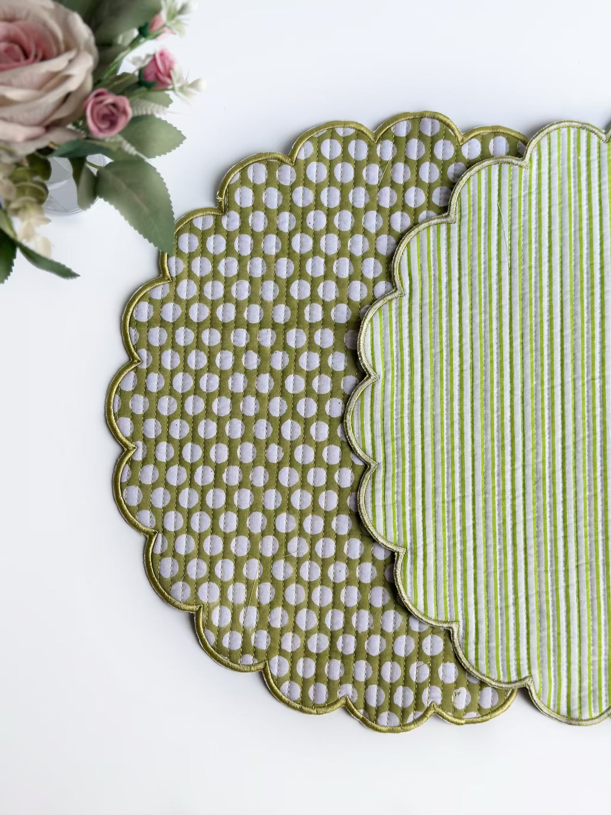 Olive Polka Scalloped Placemat (set of 6)