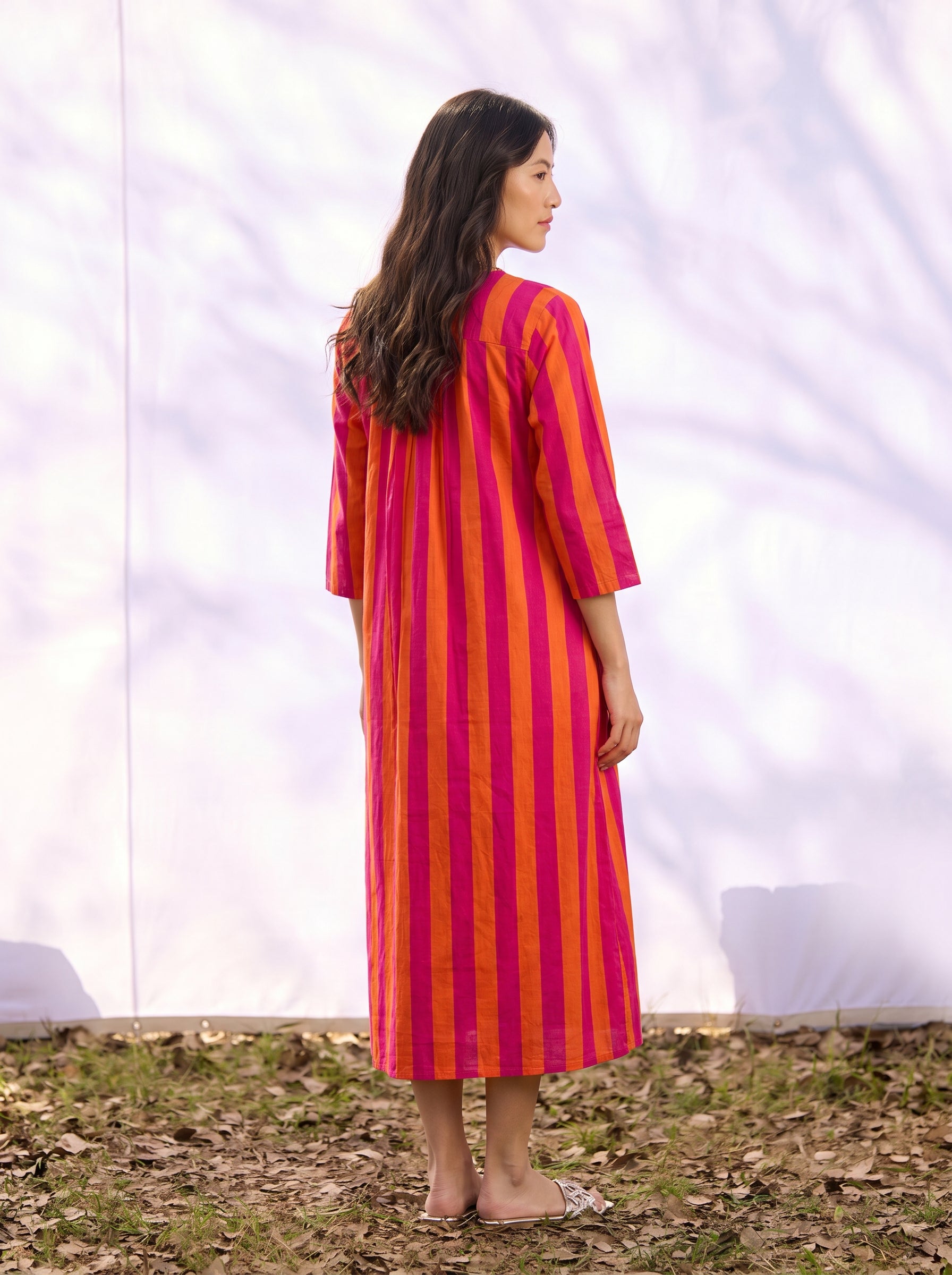 Candy Pink Pop Cotton Kurta Dress