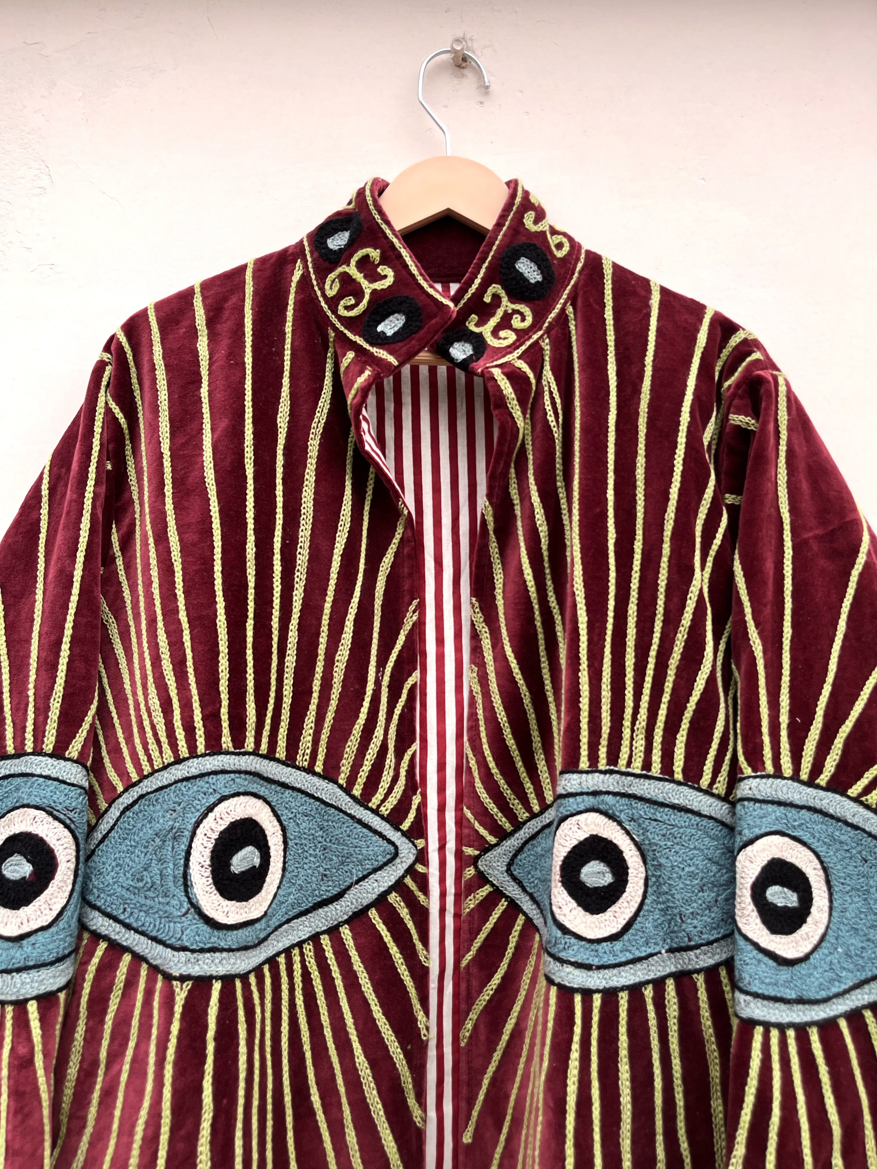 Evil Eye Embroidered Velvet Jacket