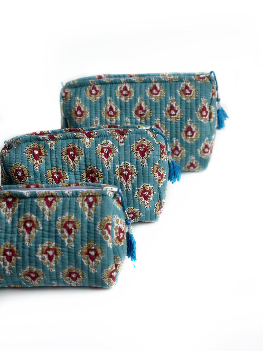 Turquoise Lotus Pouch (set of 3)