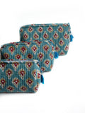 Turquoise Lotus Pouch (set of 3)