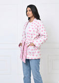 Pink Heart Quilted Cotton Jacket with Belt