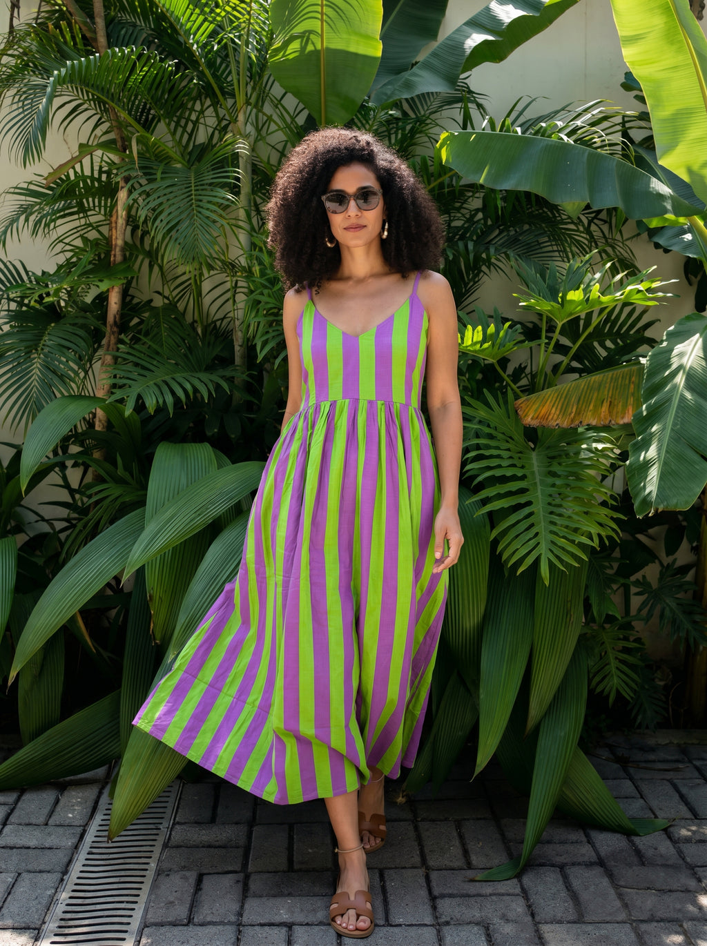 Vibrant Meadow Striped Maxi Dress