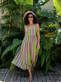 Vibrant Meadow Striped Maxi Dress