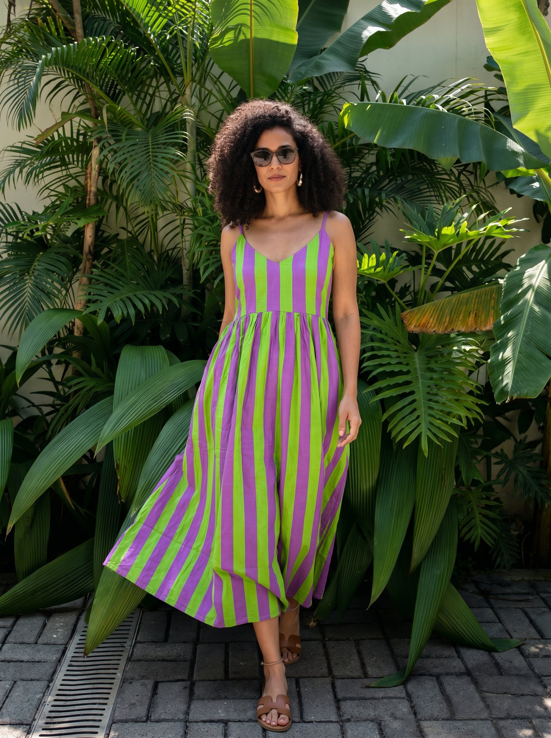 Vibrant Meadow Striped Maxi Dress