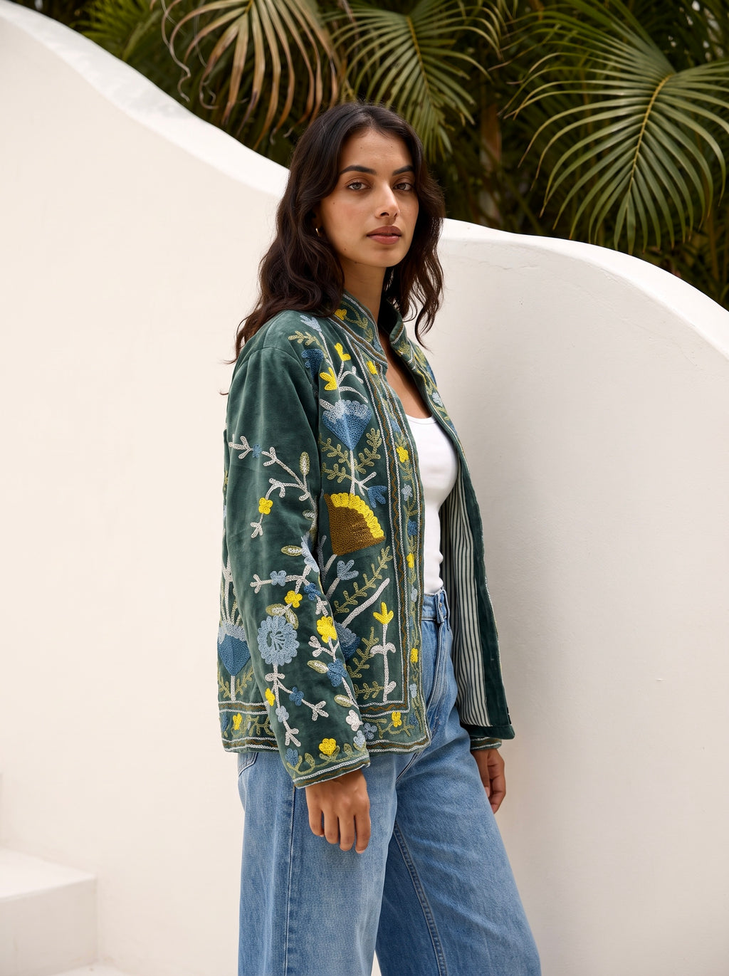 Misty Garden Velvet Suzani Jacket