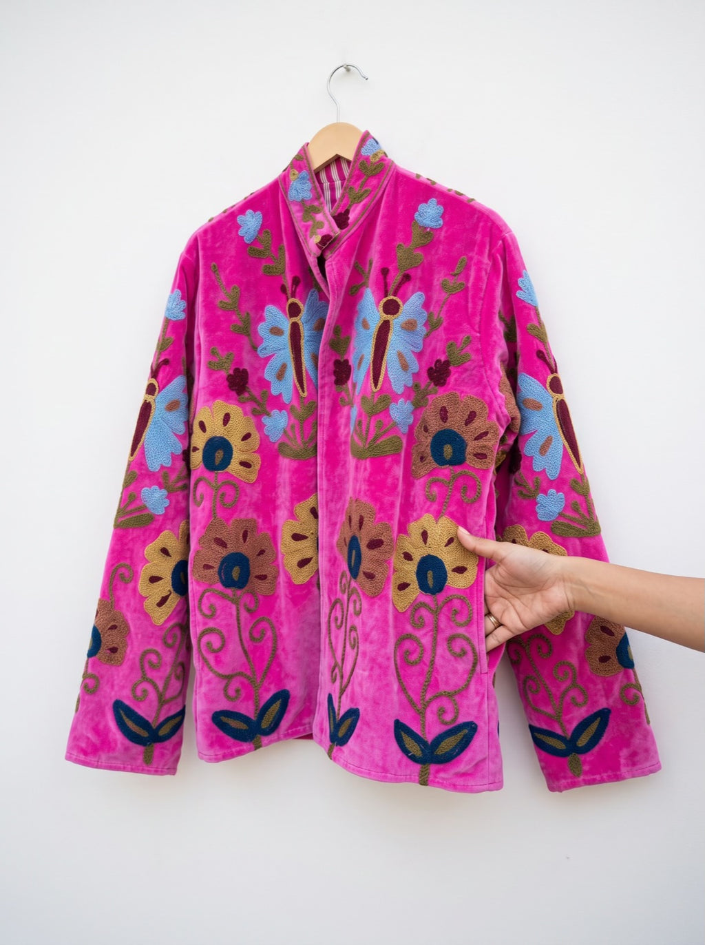 Pink Butterfly Suzani Velvet Jacket