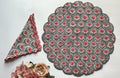 Vintage Grey Floral Quilted Placemats & Napkin Set of 6