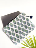 Blue Leaf Quilted Laptop & Ipad Sleeve