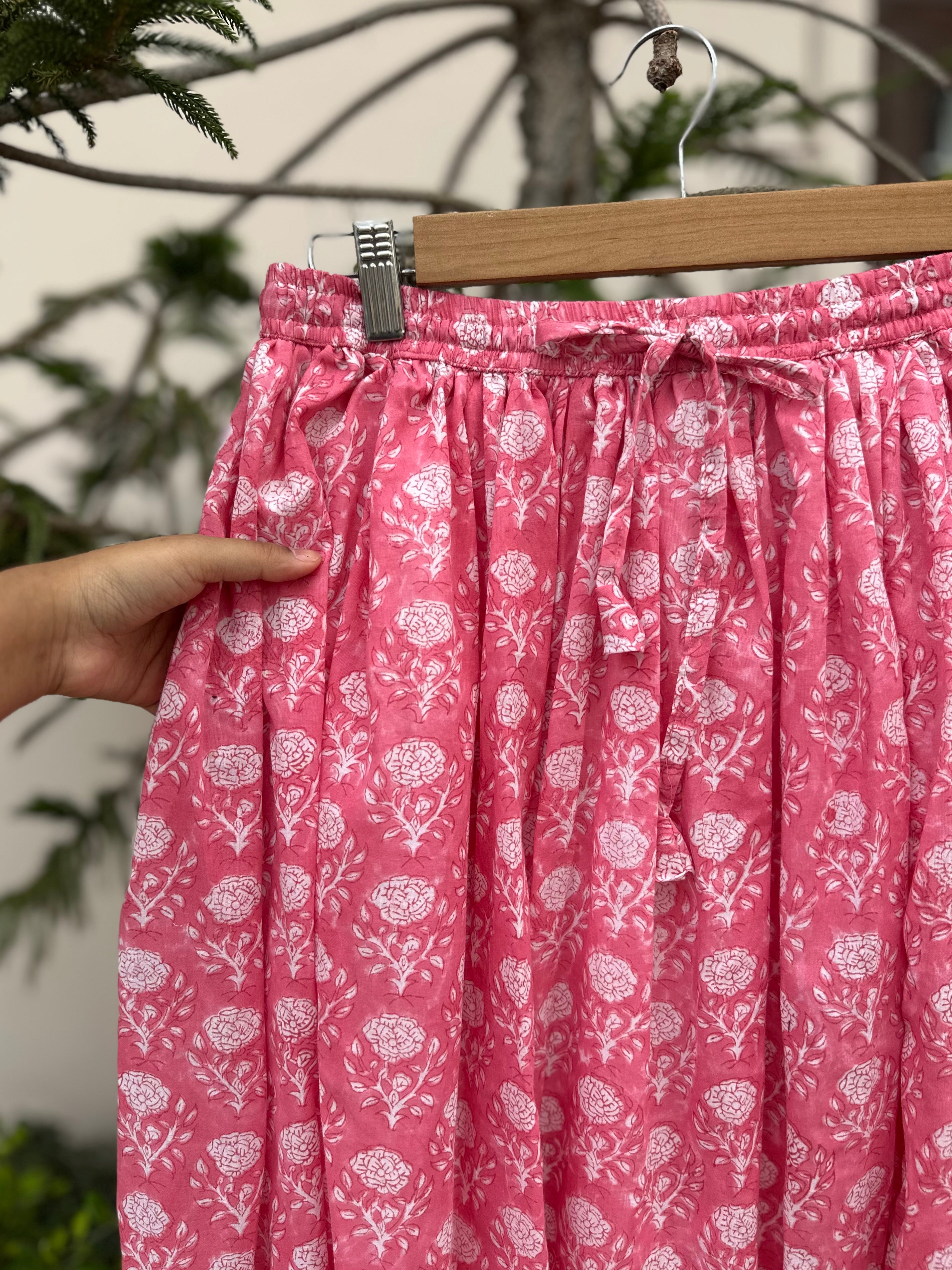 Fuchsia Bloom Cotton Maxi Skirt
