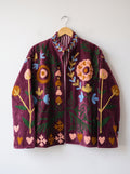 Burgundy Bloom Velvet Suzani Embroidered Jacket