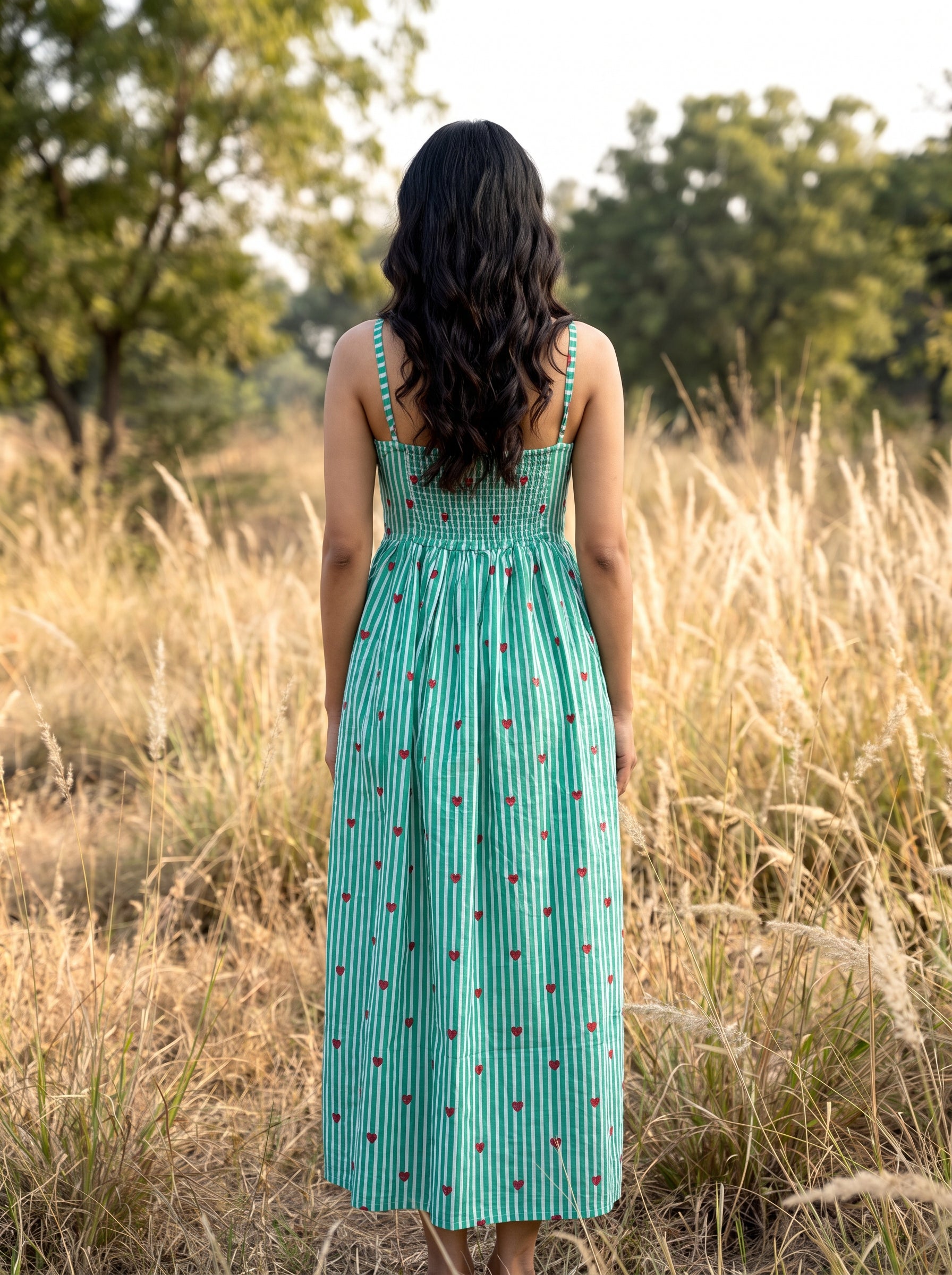 Mint Heart Stripe Maxi Dress