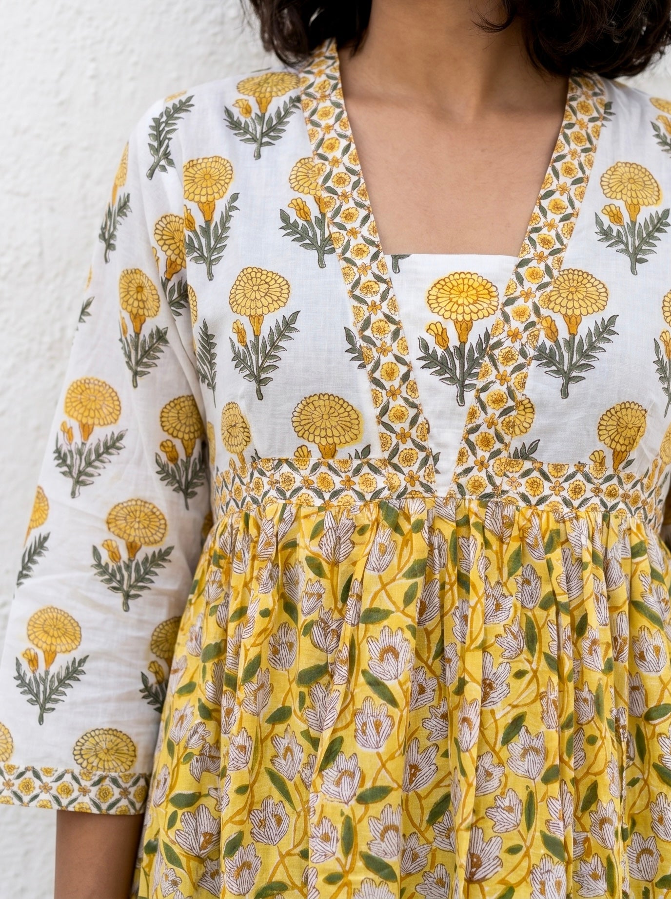 Golden Meadow Cotton Maxi Dress