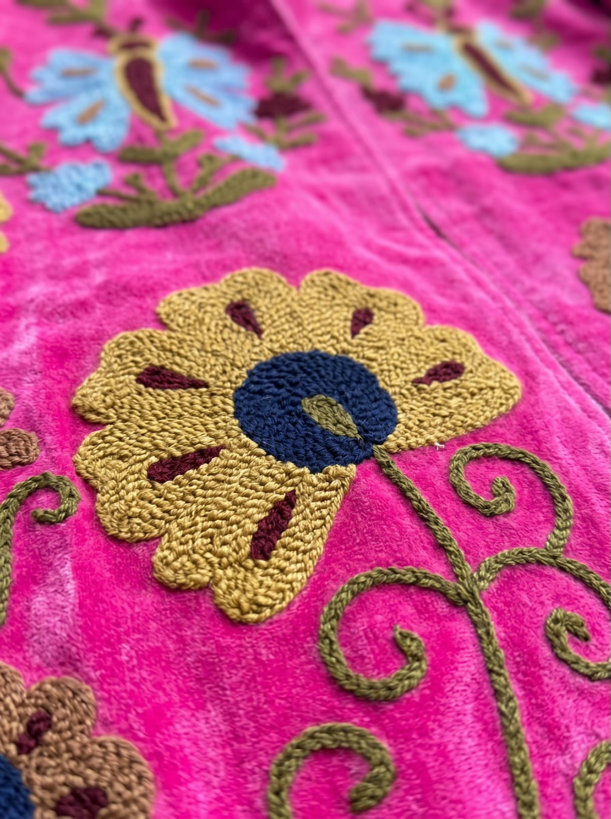 Pink Butterfly Suzani Velvet Jacket