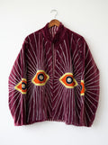 Burgundy Evil Embroidered Velvet Jacket
