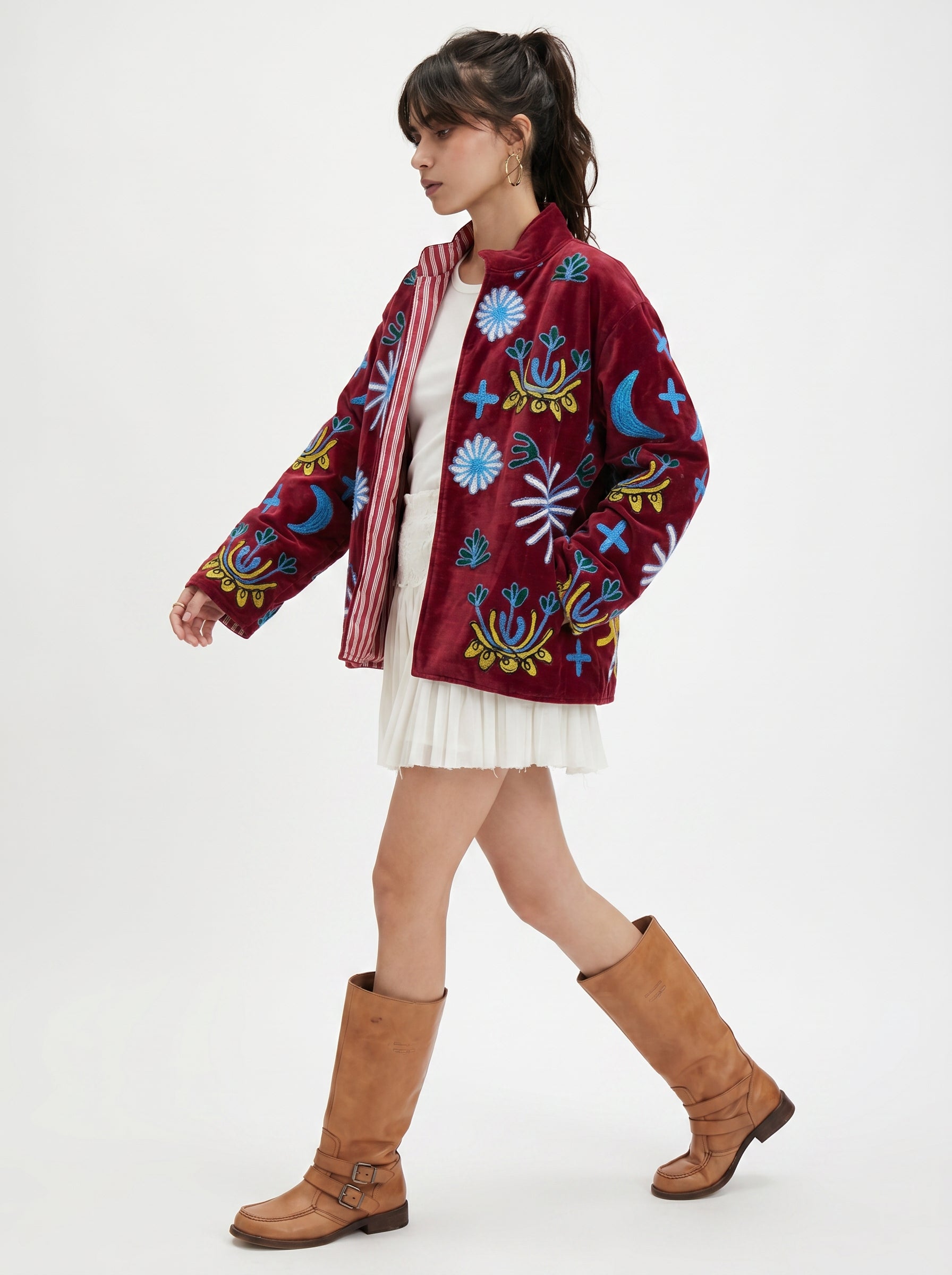 Ruby Cheetah Velvet Embroidery Jacket (Copy)