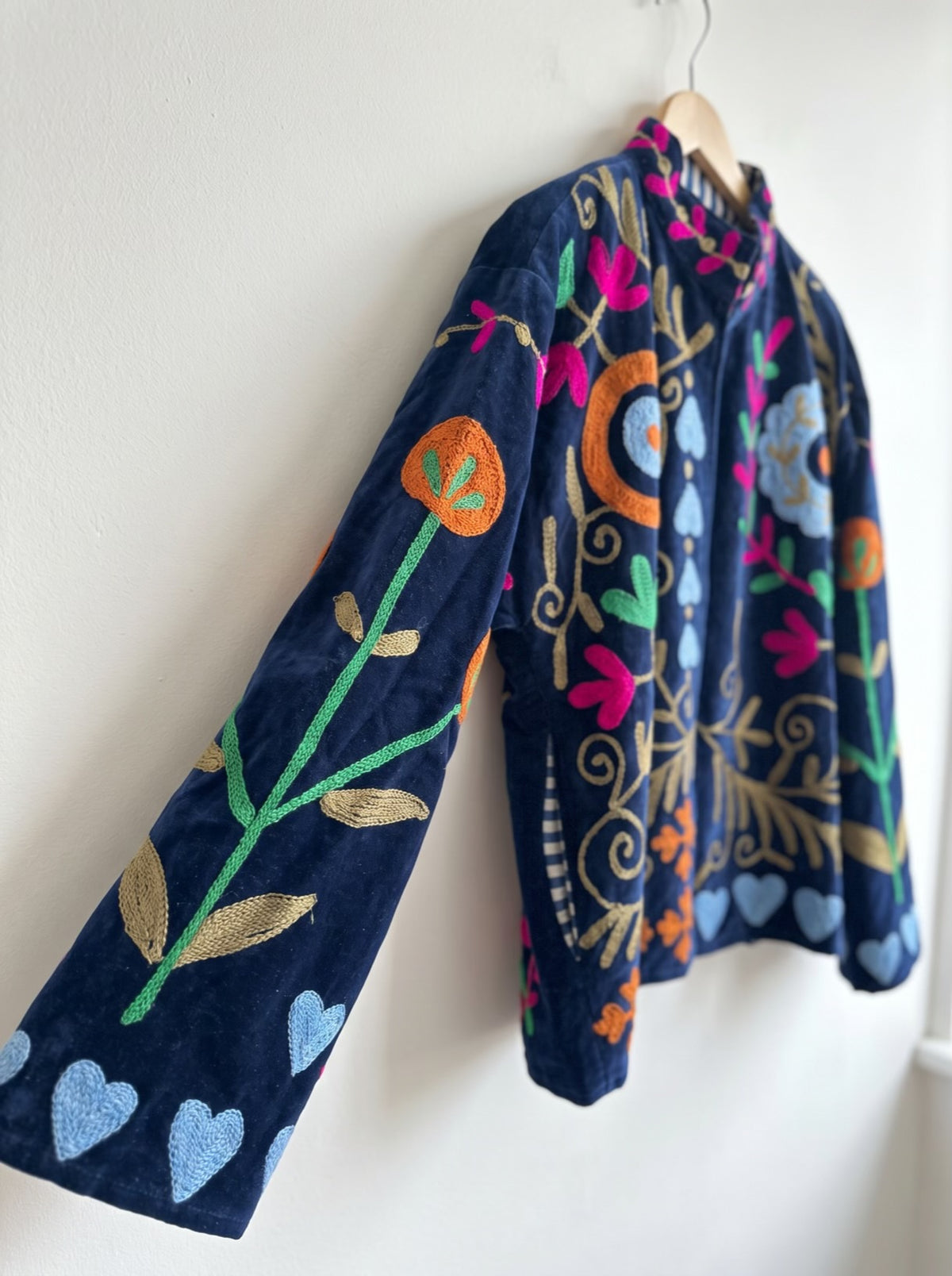 Indigo Garden Hearts Velvet Jacket