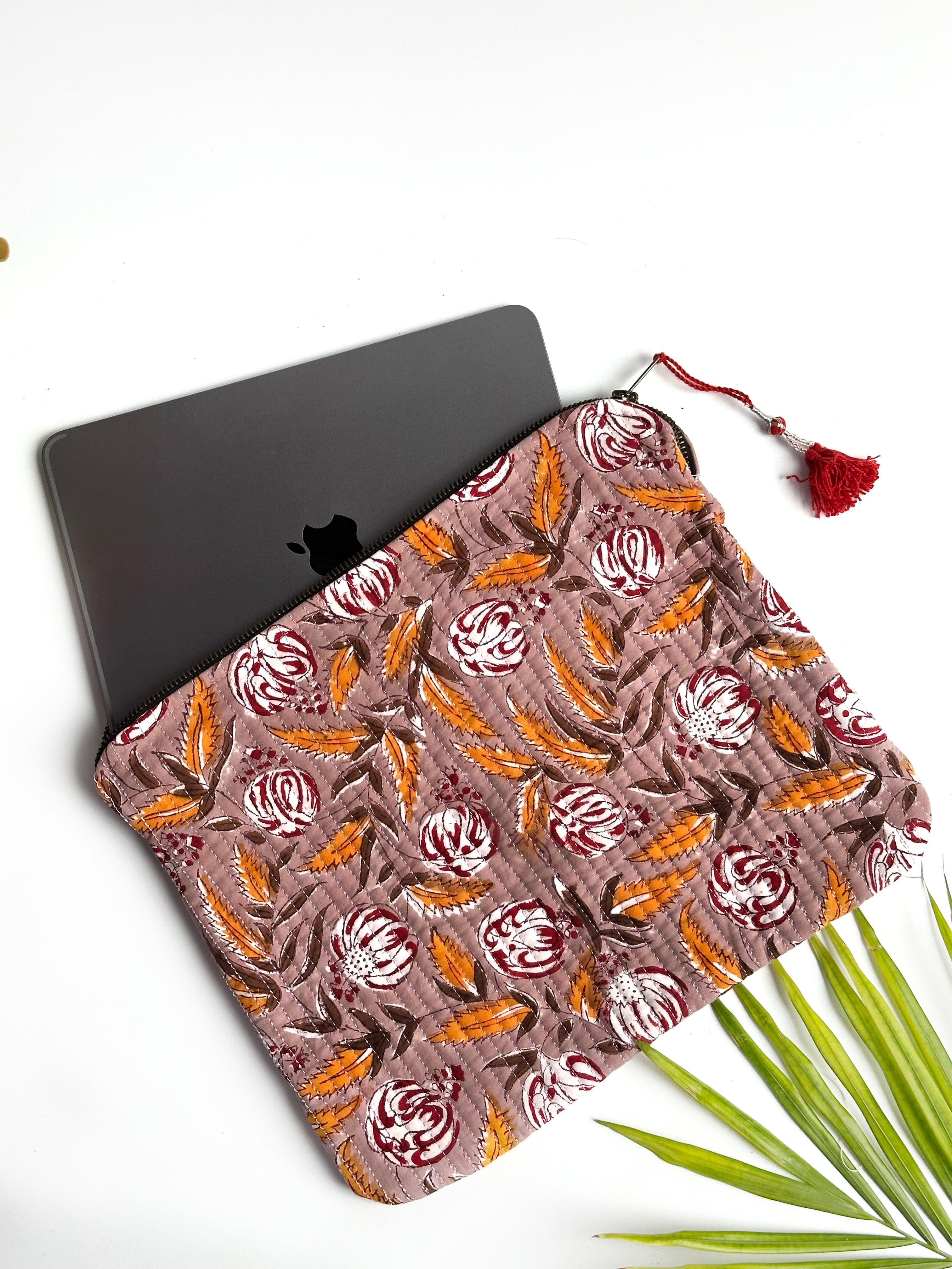 Rosewood Bloom Quilted Laptop & Ipad Sleeve