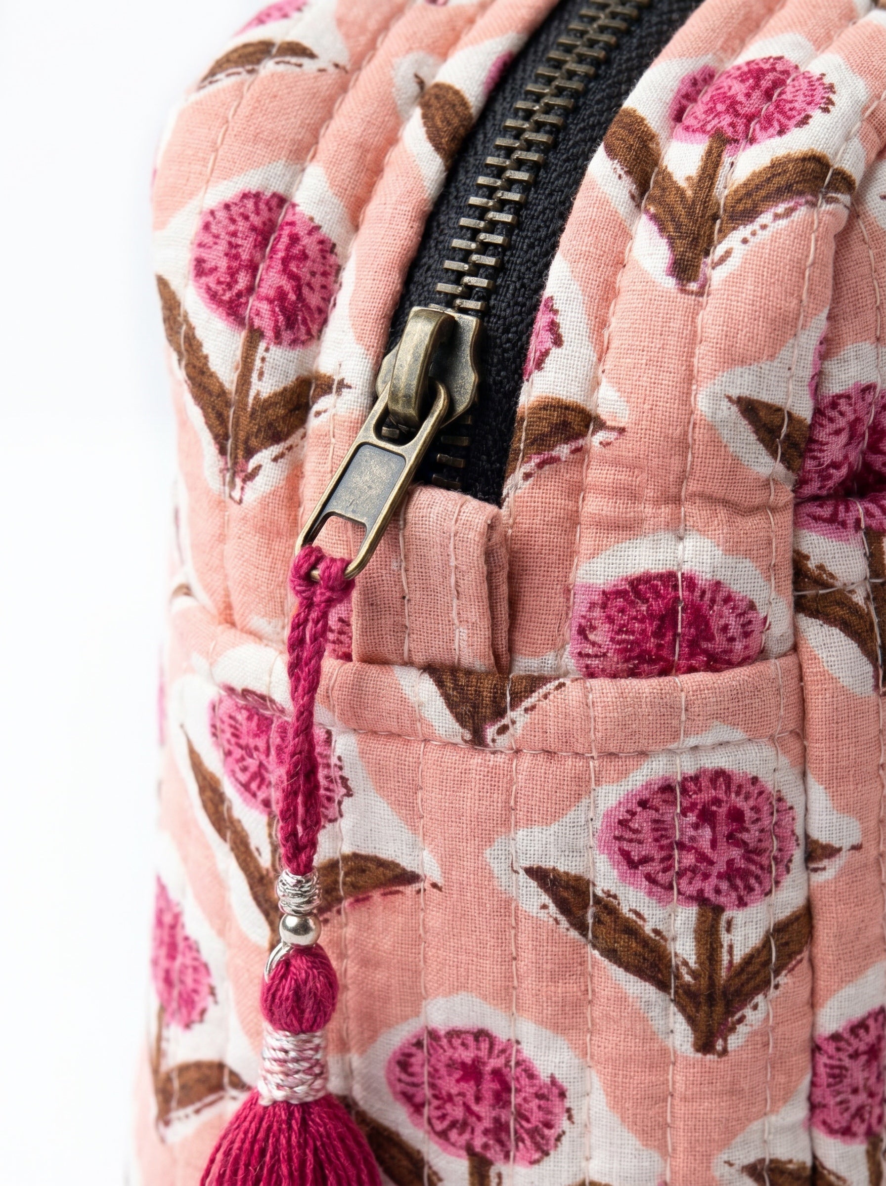 Pink Blossom Quilted Cosmetic Pouch