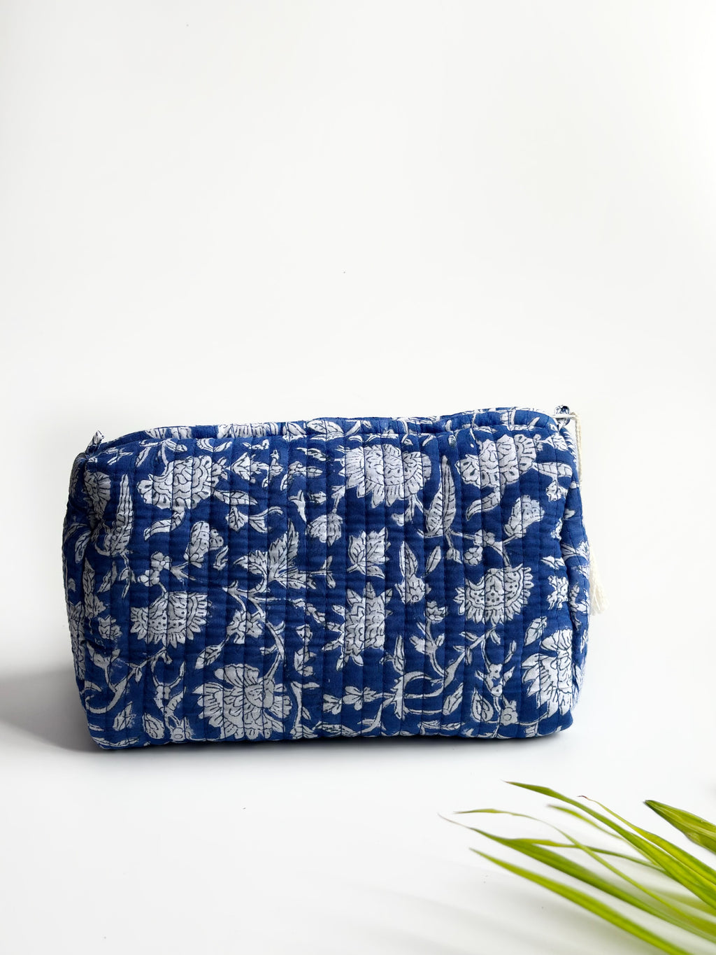 Indigo Bloom Quilted Cosmetic Bag Set of 3