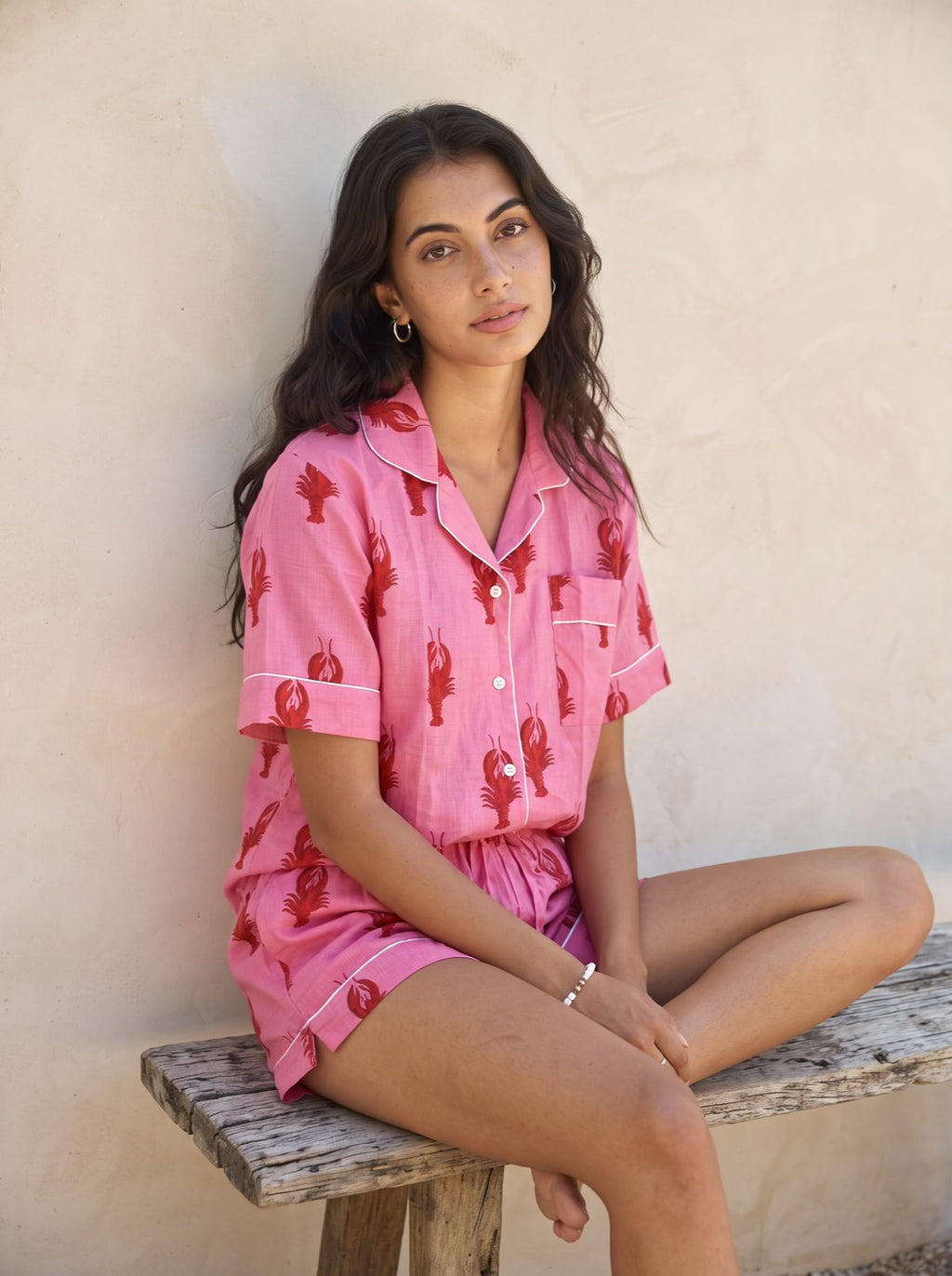 Pink Lobster Cotton Pajama Set