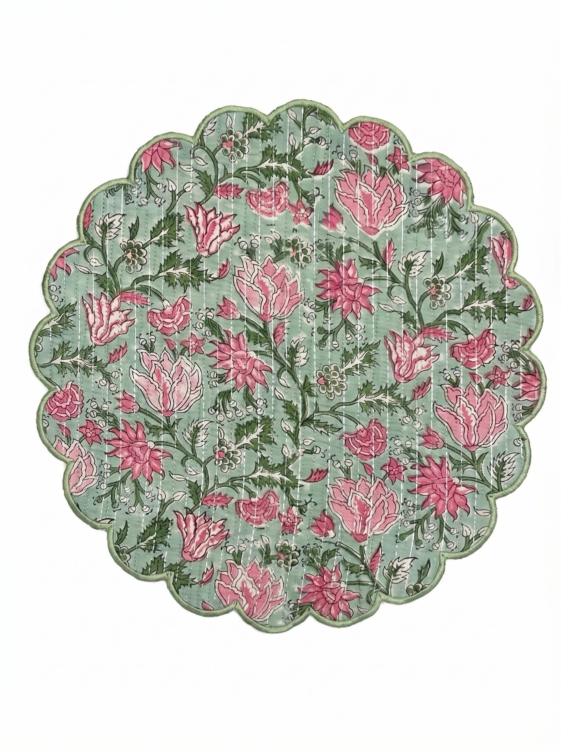 Vintage Sage Floral Round Placemat Set of 6