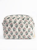 Ivory Bloom Quilted Cosmetic Pouch