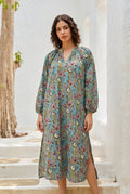 Sage Bloom Cotton Kurta Dress