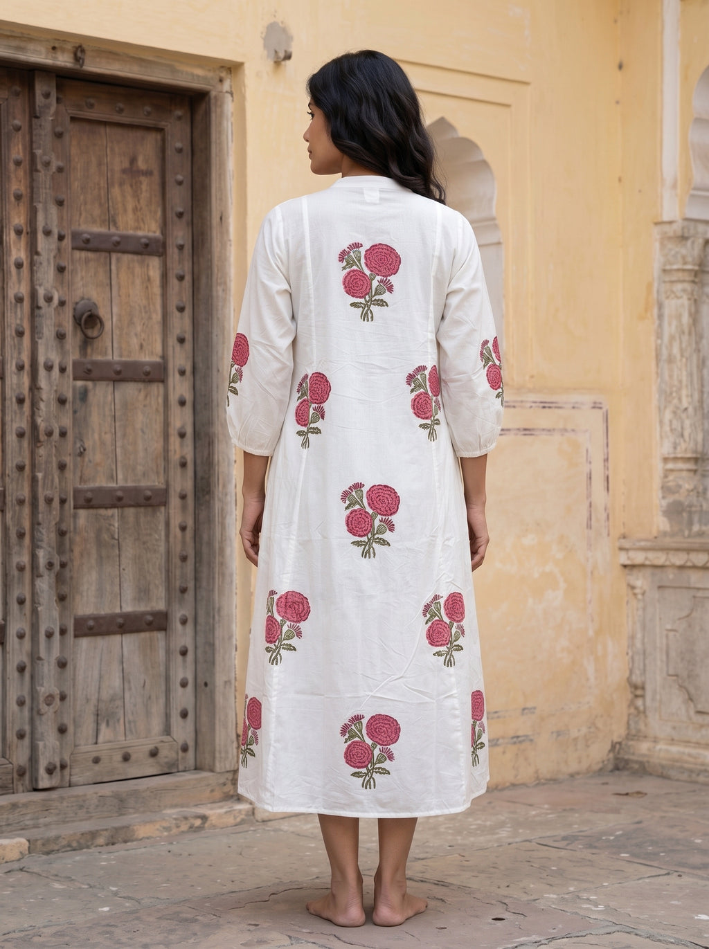 Jaipur Pink Hand Block Print Cotton Dress