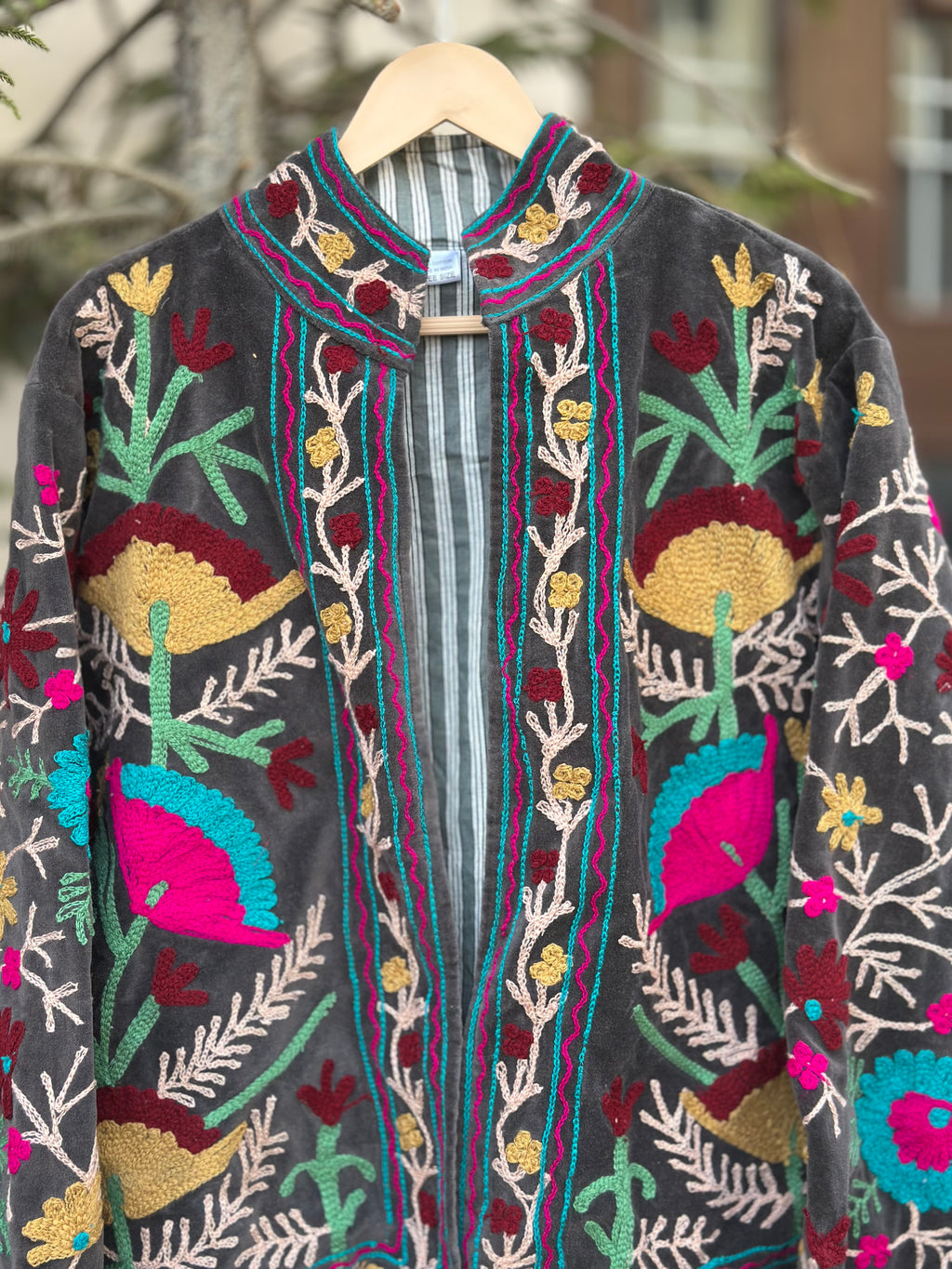 Grey Suzani Velvet Jacket