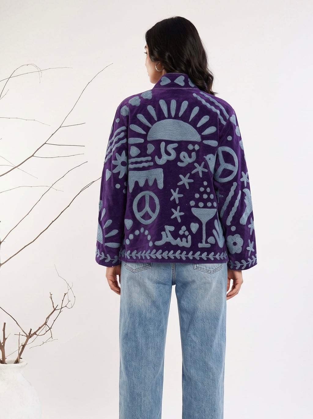 Purple Statement Embroidered Jacket