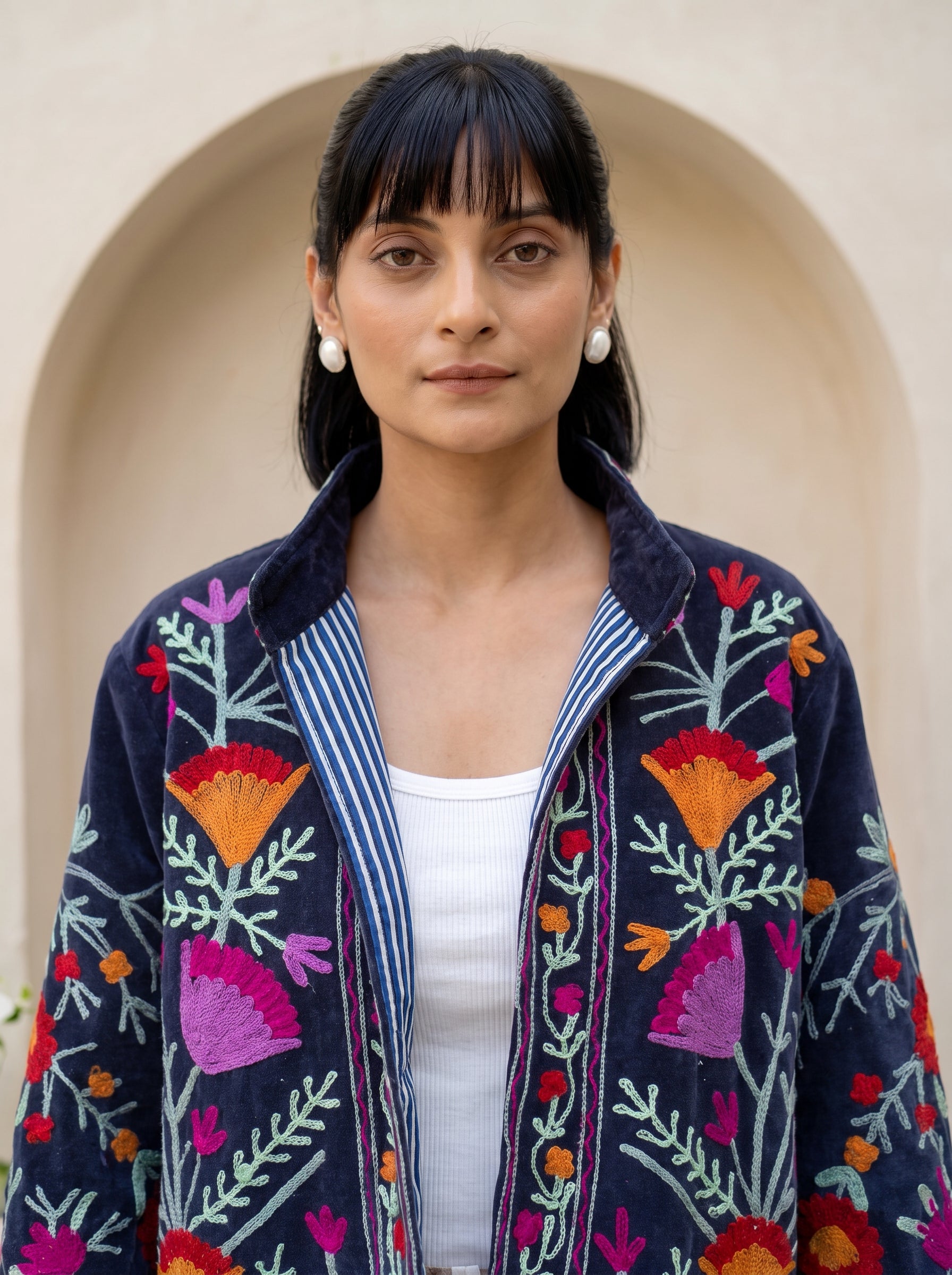 Midnight Wildflower Embroidered Jacket