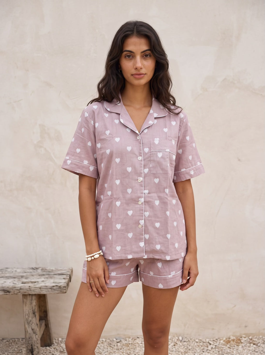 Blush Heart Cotton Pajama Set