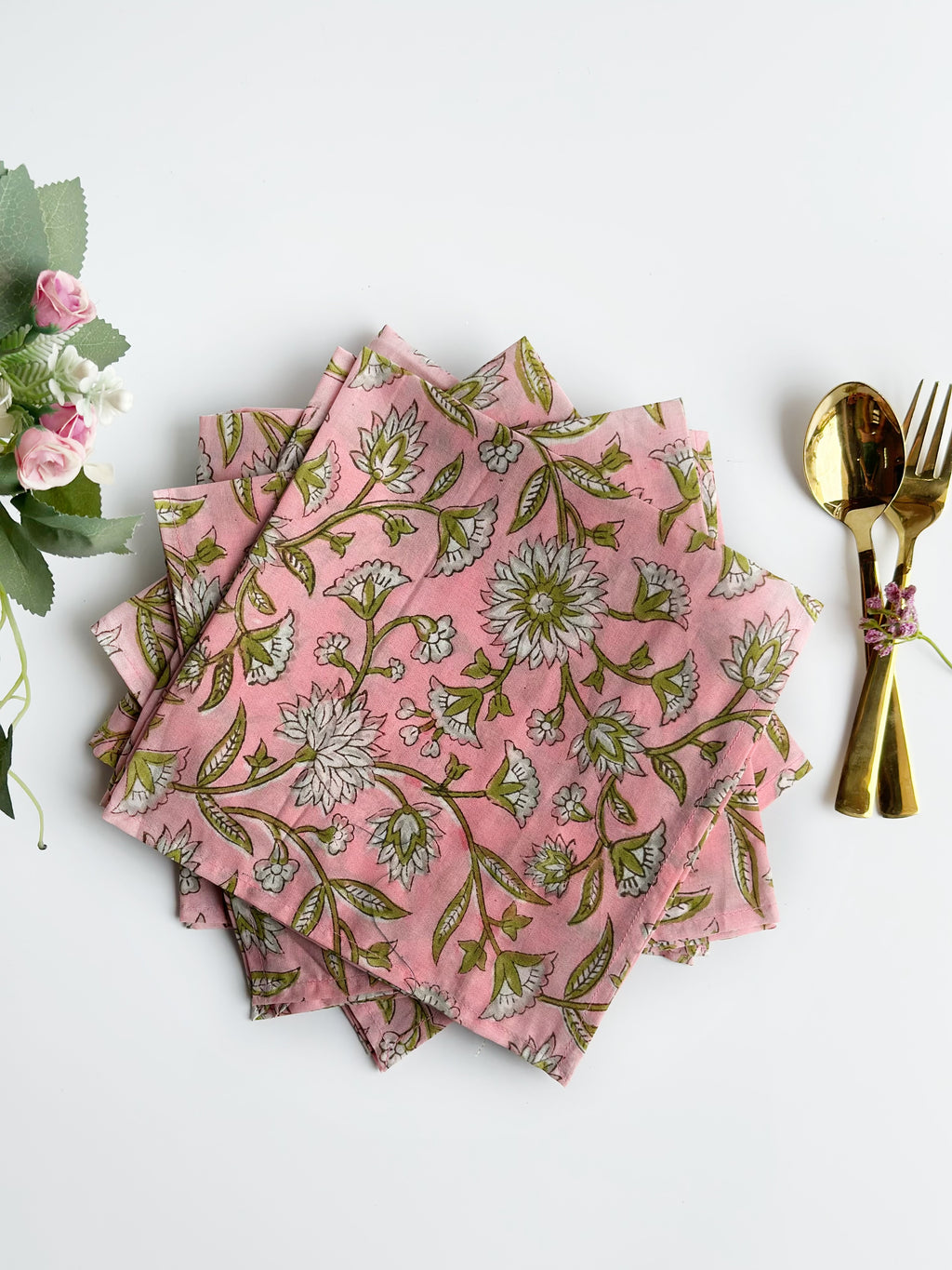 Pink wildflower Cotton Napkin (Set of 6)