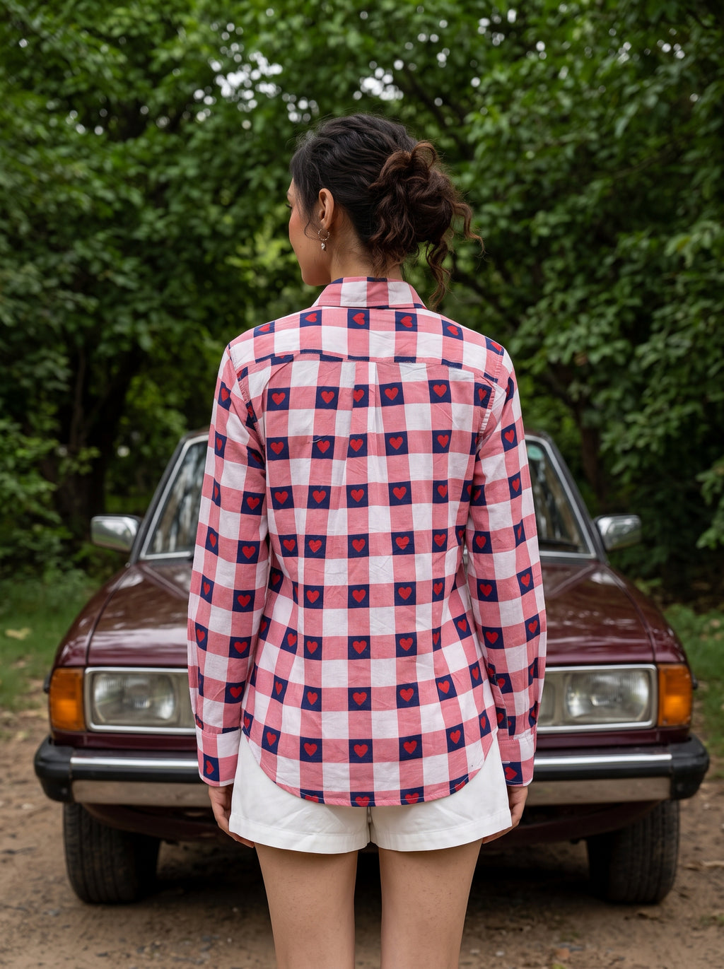 Love Check Printed Cotton Shirt