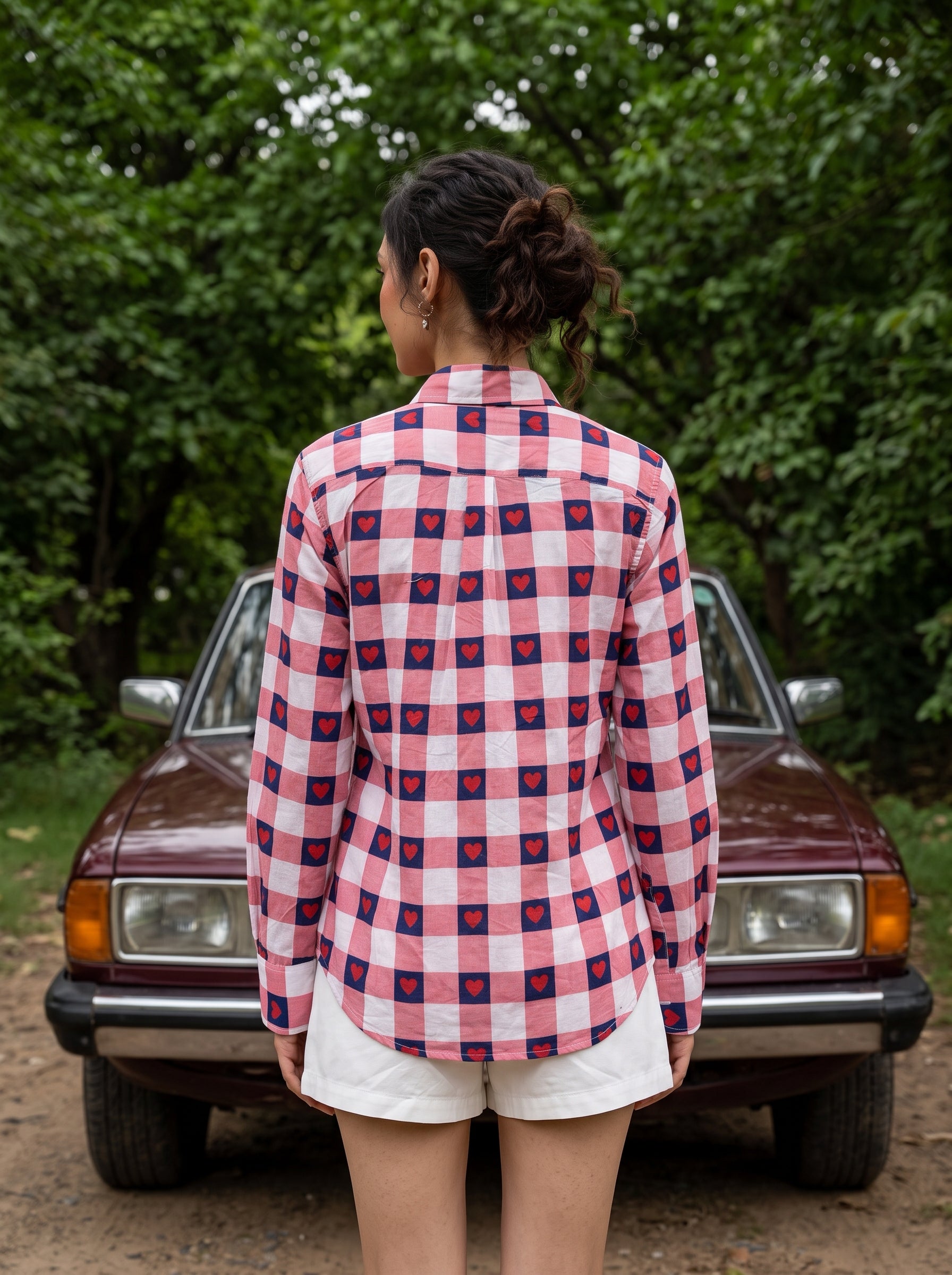 Love Check Printed Cotton Shirt
